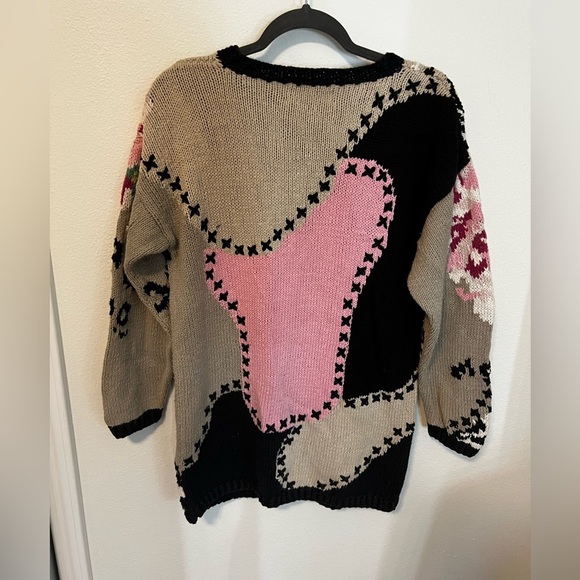 Vintage 1980s Culinane Hand Knit Animal Print Sweater - Picture 2 of 7